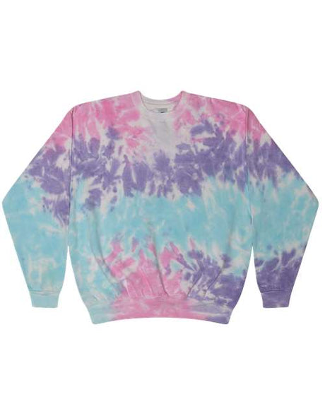 Colortone Unisex Tie - Dyed Fleece Crewneck Sweatshirt - Colortone 8100 Cotton Candy S Crewneck Sweatshirts