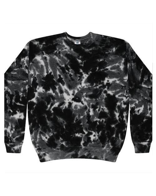 Colortone Unisex Tie - Dyed Fleece Crewneck Sweatshirt - Colortone 8100 Multi Black S Crewneck Sweatshirts
