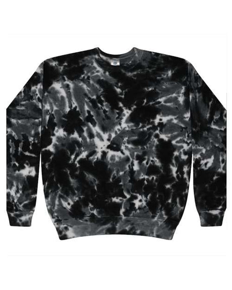 Colortone Unisex Tie - Dyed Fleece Crewneck Sweatshirt - Colortone 8100 Multi Black S Crewneck Sweatshirts