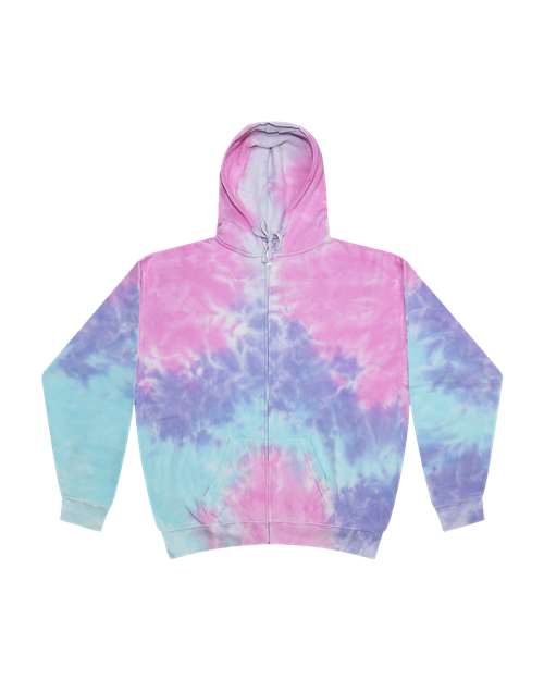 Colortone Unisex Tie - Dyed Full - Zip Hooded Sweatshirt - Colortone 8888 Cotton Candy XS Zip Hoodies