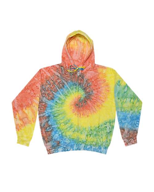 Colortone Unisex Tie - Dyed Full - Zip Hooded Sweatshirt - Colortone 8888 Mykonos XS Zip Hoodies