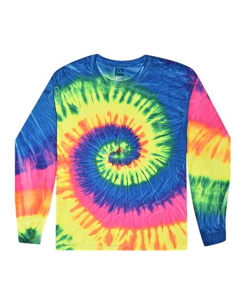 Colortone Unisex Tie - Dyed Long Sleeve T-Shirt - Colortone 2000 Neon Rainbow S Long Sleeve T-Shirts