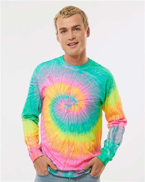 Colortone Unisex Tie - Dyed Long Sleeve T-Shirt - Minty Rainbow - Colortone 2000 Minty Rainbow S Long Sleeve T-Shirts