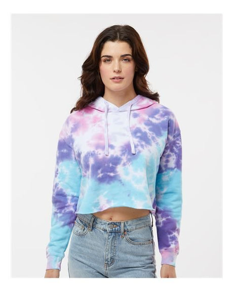 Colortone Women's Tie - Dyed Crop Hooded Sweatshirt - Colortone 8333 Cotton Candy XS Sweatshirts