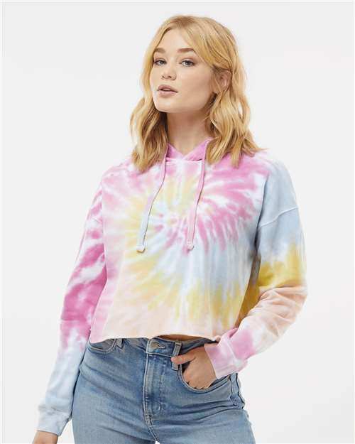 Colortone Women's Tie - Dyed Crop Hooded Sweatshirt - Colortone 8333 Desert Rose XS Sweatshirts