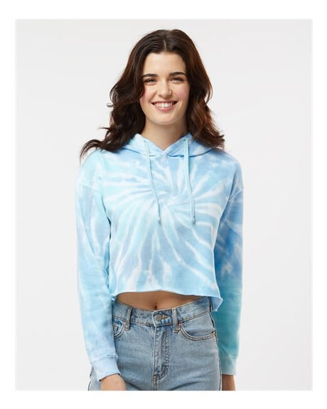 Colortone Women's Tie - Dyed Crop Hooded Sweatshirt - Colortone 8333 Lagoon XS Sweatshirts