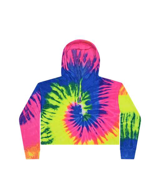 Colortone Women's Tie - Dyed Crop Hooded Sweatshirt - Colortone 8333 Neon Rainbow XS Sweatshirts