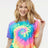 Colortone Women's Tie - Dyed Crop T-Shirt - Colortone 1050 Neon Rainbow XS Short Sleeve T-Shirts