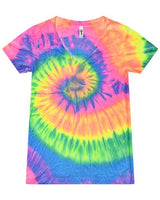 Colortone Women's Tie - Dyed V - Neck T-Shirt - Colortone 1075 Neon Rainbow XS Short Sleeve T-Shirts