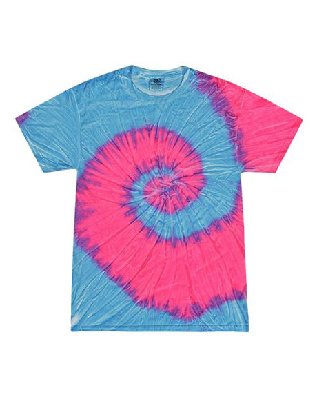 Colortone Youth Multi - Color Tie - Dyed T-Shirt - Colortone 1000Y Flo Blue/ Pink XS Short Sleeve T-Shirts