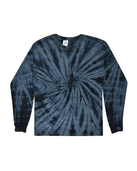 Colortone Youth Tie - Dyed Long Sleeve T-Shirt - Colortone 2000Y Spider Navy XS Long Sleeve T-Shirts