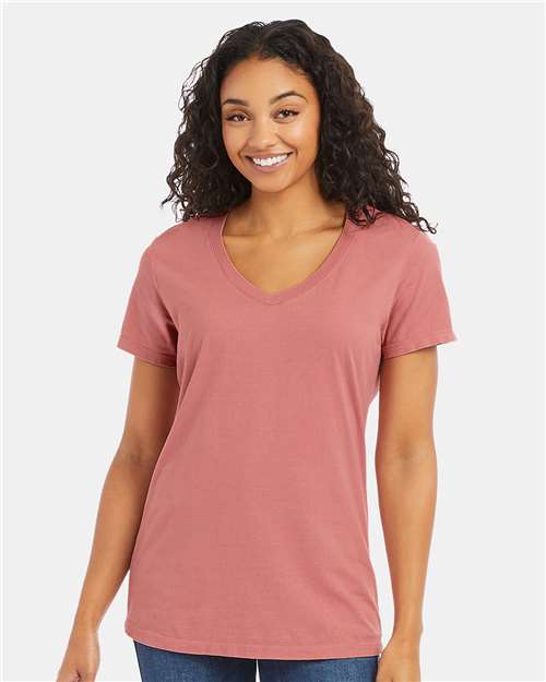 ComfortWash by Hanes Women's Garment - Dyed V - Neck T-Shirt - ComfortWash by Hanes GDH125 Mauve S Short Sleeve T-Shirts