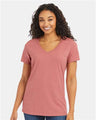 ComfortWash by Hanes Women's Garment - Dyed V - Neck T-Shirt - ComfortWash by Hanes GDH125 Mauve S Short Sleeve T-Shirts
