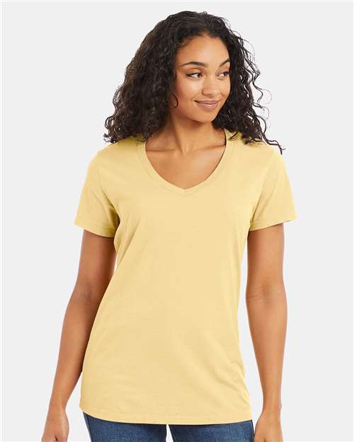 ComfortWash by Hanes Women's Garment - Dyed V - Neck T-Shirt - ComfortWash by Hanes GDH125 Summer Squash Yellow L Short Sleeve T-Shirts
