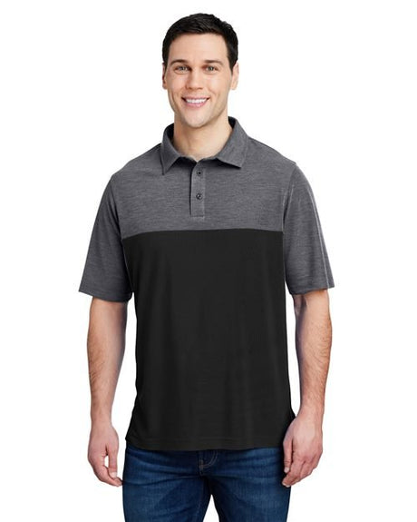 CORE365 Men's Fusion ChromaSoft™ Colorblock Polo - CORE365 CE112C Black/ Carbon Heather S