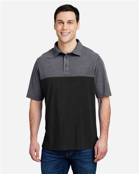 CORE365 Men's Fusion ChromaSoft™ Colorblock Polo - CORE365 CE112C Black/ Carbon Heather S