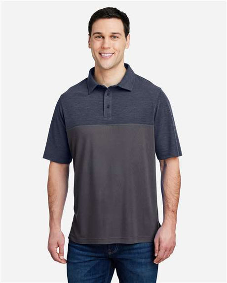 CORE365 Men's Fusion ChromaSoft™ Colorblock Polo - CORE365 CE112C Carbon/ Classic Navy Heather S