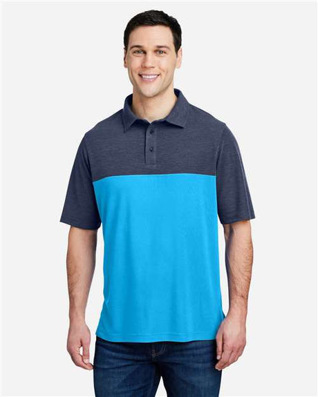 CORE365 Men's Fusion ChromaSoft™ Colorblock Polo - CORE365 CE112C Electric Blue/ Classic Navy Heather S