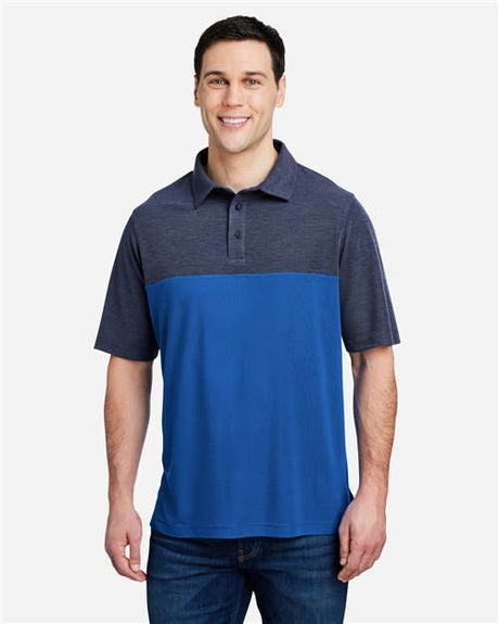 CORE365 Men's Fusion ChromaSoft™ Colorblock Polo - CORE365 CE112C True Royal/ Classic Navy Heather S