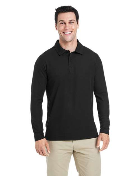 CORE365 Men's Fusion ChromaSoft™ Long Sleeve Pique Polo - CORE365 CE112L Black XS