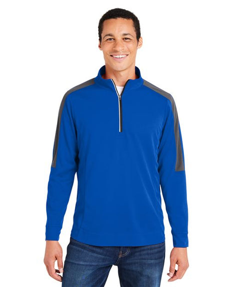 CORE365 Men's Market Snag Protect Mesh Colorblock Quarter - Zip Pullover - CORE365 CE404 Black/ Carbon S