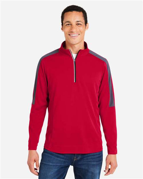 CORE365 Men's Market Snag Protect Mesh Colorblock Quarter - Zip Pullover - CORE365 CE404 Classic Red/ Carbon 5XL