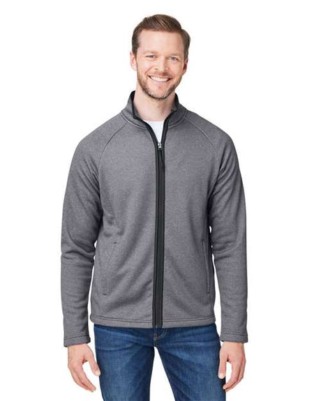 CORE365 Men's Venture Heathered Stripe Full - Zip Jacket - CORE365 CE72 Black/ White S