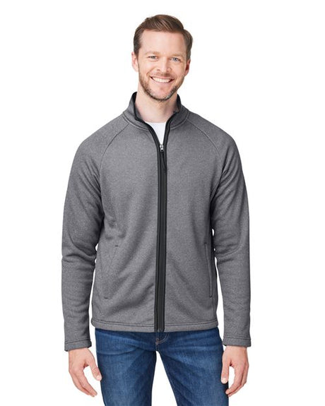 CORE365 Men's Venture Heathered Stripe Full - Zip Jacket - CORE365 CE72 Black/ White S