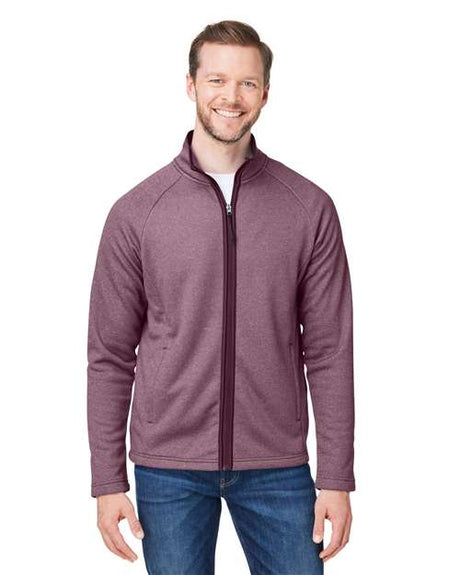 CORE365 Men's Venture Heathered Stripe Full - Zip Jacket - CORE365 CE72 Burgundy/ White S