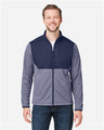 CORE365 Men's Venture Heathered Stripe Hybrid Jacket - CORE365 CE74 Classic Navy/ White S