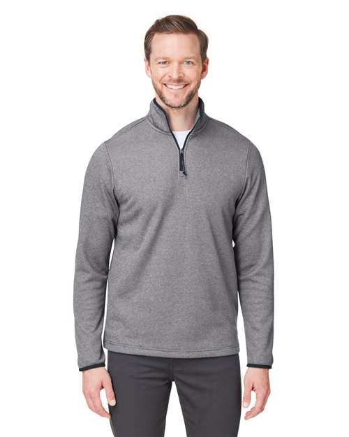 CORE365 Men's Venture Heathered Stripe Quarter - Zip Pullover - CORE365 CE73 Black/ White S
