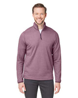 CORE365 Men's Venture Heathered Stripe Quarter - Zip Pullover - CORE365 CE73 Burgundy/ White S