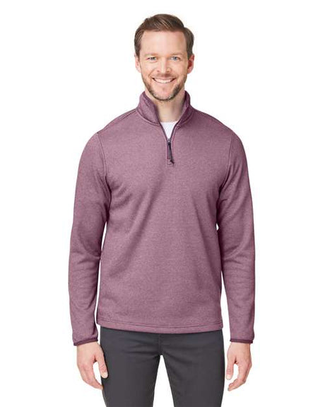 CORE365 Men's Venture Heathered Stripe Quarter - Zip Pullover - CORE365 CE73 Burgundy/ White S