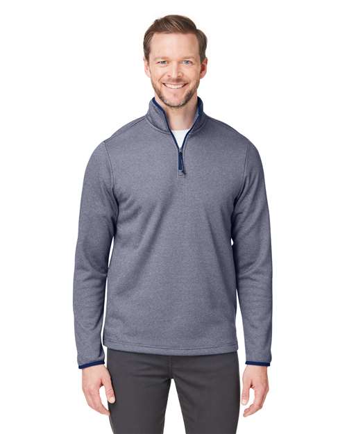 CORE365 Men's Venture Heathered Stripe Quarter - Zip Pullover - CORE365 CE73 Classic Navy/ White S
