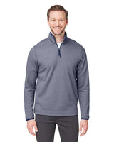 CORE365 Men's Venture Heathered Stripe Quarter - Zip Pullover - CORE365 CE73 Classic Navy/ White S
