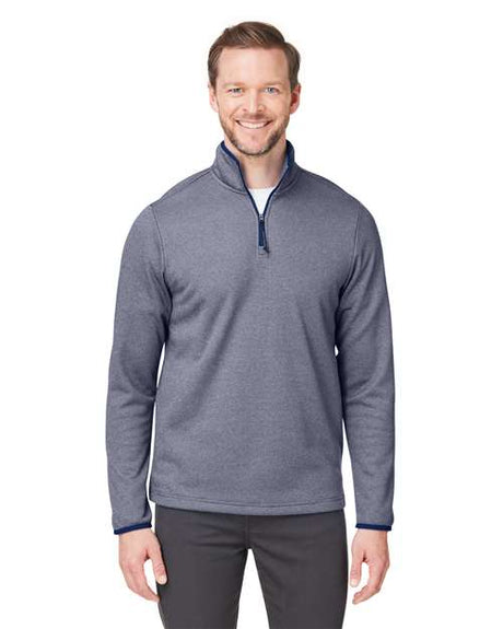 CORE365 Men's Venture Heathered Stripe Quarter - Zip Pullover - CORE365 CE73 Classic Navy/ White S