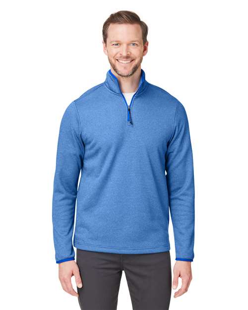 CORE365 Men's Venture Heathered Stripe Quarter - Zip Pullover - CORE365 CE73 True Royal/ White S