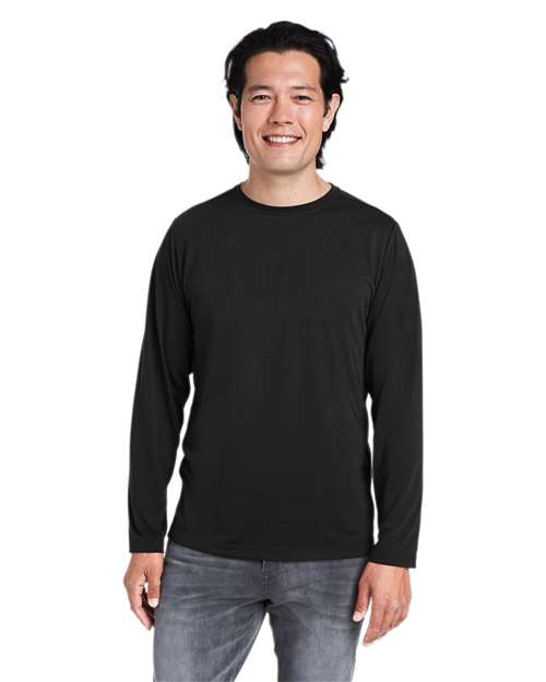 CORE365 Unisex Fusion ChromaSoft™ Performance Long Sleeve T-Shirt - CORE365 CE111L Black XS