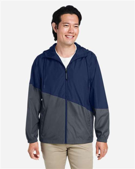 CORE365 Unisex Techno Lite Colorblock Windbreaker - CORE365 CE710 Classic Navy Heather/ Carbon XS