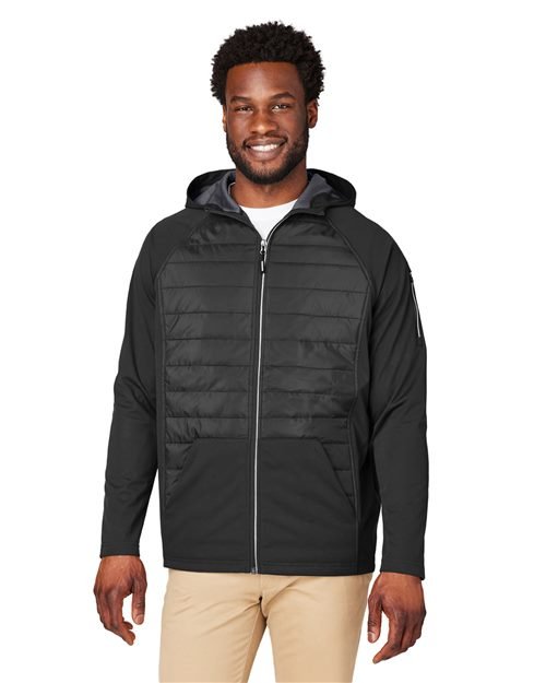 CORE365 Unisex Techno Lite Hybrid Hooded Jacket - CORE365 CE808 Black XS