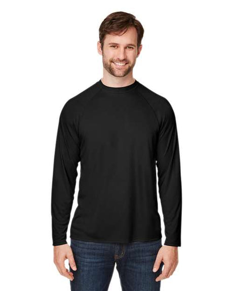 CORE365 Unisex Ultra UVP™ Marina Raglan Long Sleeve T-Shirt - CORE365 CE110 Black XS