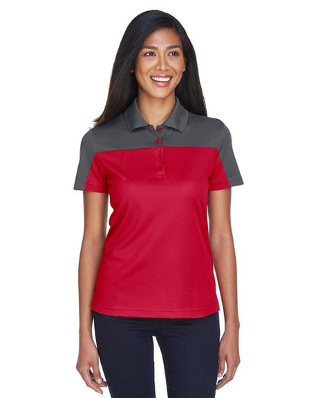 CORE365 Women's Balance Colorblock Performance Piqué Polo - CORE365 CE101W Black/ Carbon XS
