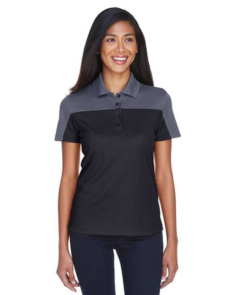 CORE365 Women's Balance Colorblock Performance Piqué Polo - CORE365 CE101W Black/ Carbon XS