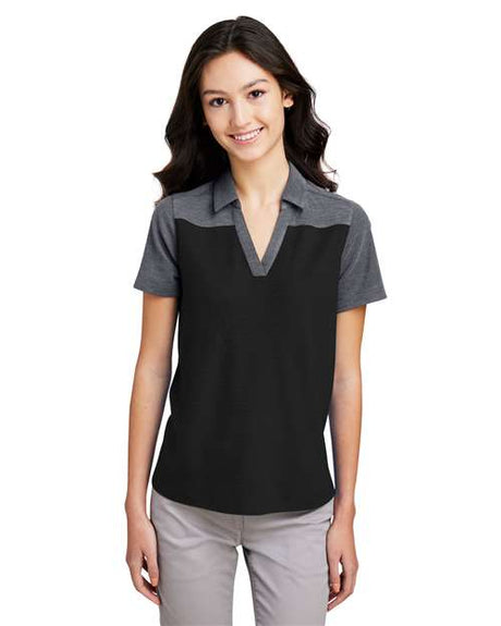 CORE365 Women's Fusion ChromaSoft™ Colorblock Polo - CORE365 CE112CW Black/ Carbon Heather XS