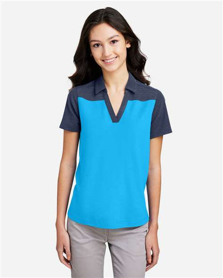 CORE365 Women's Fusion ChromaSoft™ Colorblock Polo - CORE365 CE112CW Electric Blue/ Classic Navy Heather XS