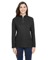 CORE365 Women's Fusion ChromaSoft™ Pique Quarter - Zip Pullover - CORE365 CE405W Black XS