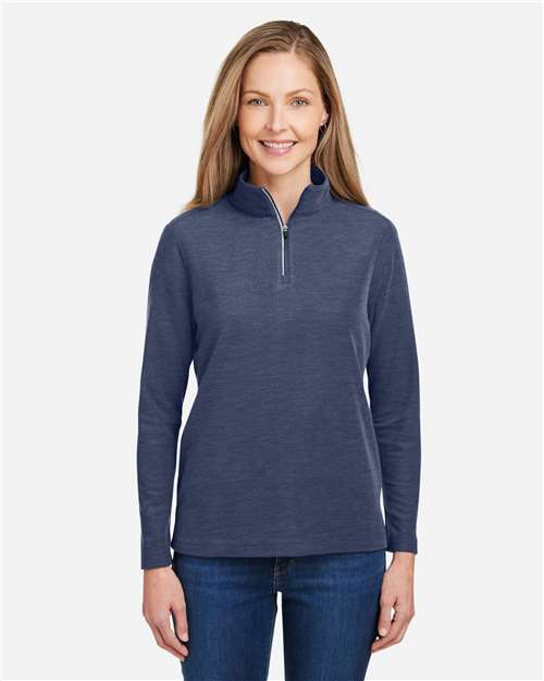CORE365 Women's Fusion ChromaSoft™ Pique Quarter - Zip Pullover - CORE365 CE405W Classic Navy Heather XS
