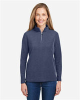 CORE365 Women's Fusion ChromaSoft™ Pique Quarter - Zip Pullover - CORE365 CE405W Classic Navy Heather XS