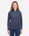 CORE365 Women's Fusion ChromaSoft™ Pique Quarter - Zip Pullover - CORE365 CE405W Classic Navy Heather XS