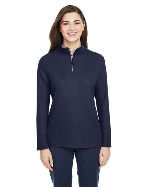 CORE365 Women's Fusion ChromaSoft™ Pique Quarter - Zip Pullover - CORE365 CE405W Classic Navy XS